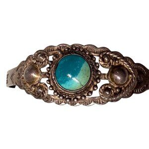 Vintage Small Royston Turquoise & Sterling Silver Handcrafted Cuff Bracelet